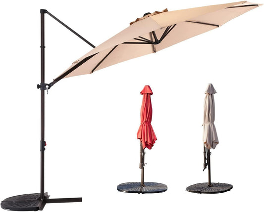 10FT Outdoor Aluminum Patio Umbrella （Cross Base Only, Fan Shaped Base Not Included）