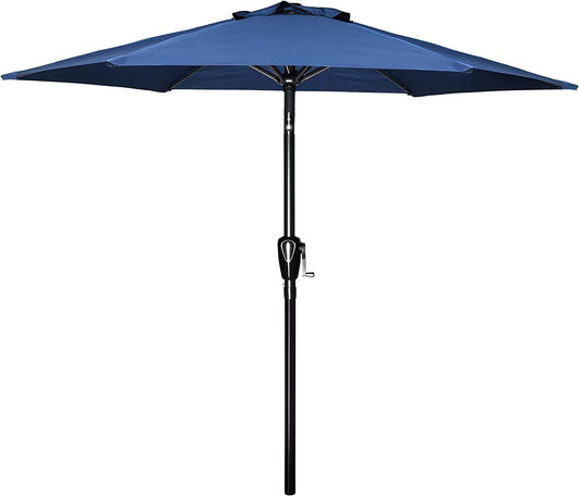 7.5 ft Polyester Crank Market Patio Umbrella with Tilt and Rust Resistant