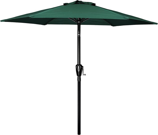 7.5 ft Polyester Crank Market Patio Umbrella with Tilt and Rust Resistant