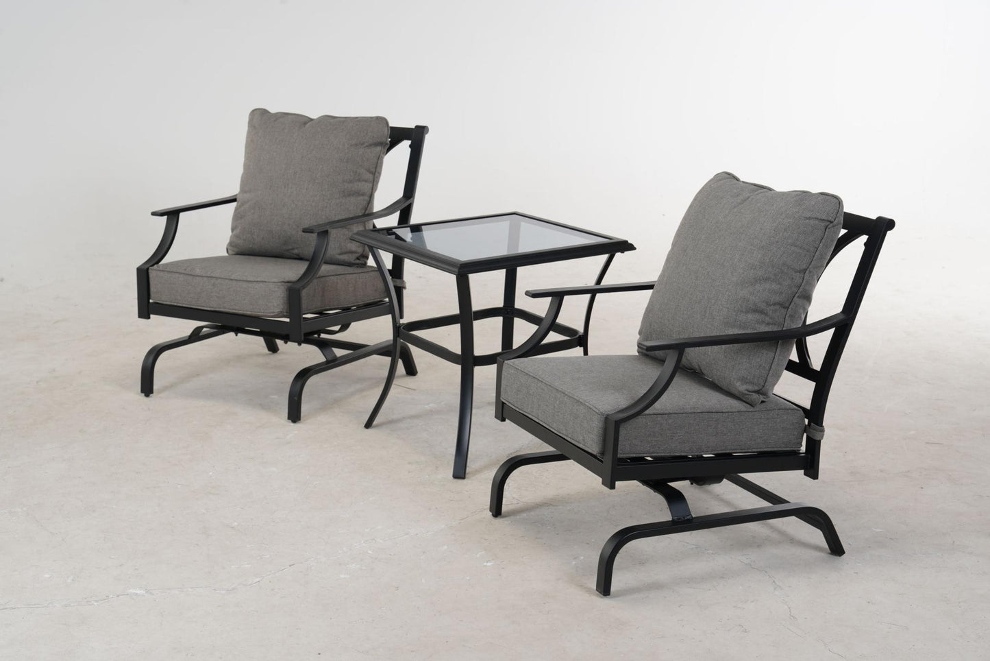 3 Pieces Patio Chairs Set,Steel Outdoor Furniture Set with Coffee Table