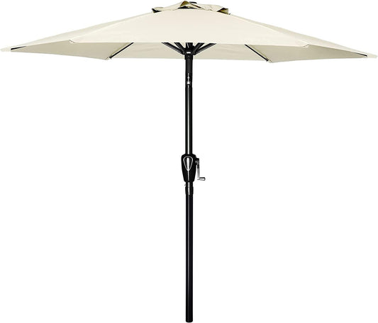 7.5 ft Polyester Crank Market Patio Umbrella with Tilt and Rust Resistant