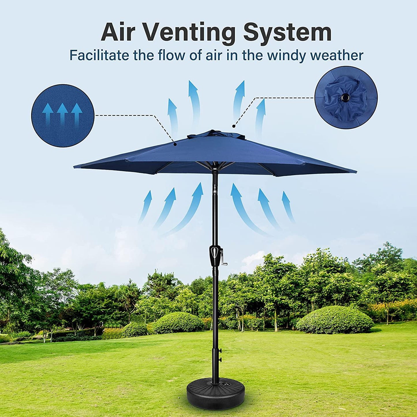 7.5 ft Polyester Crank Market Patio Umbrella with Tilt and Rust Resistant