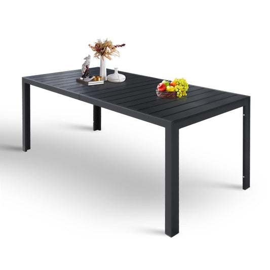 71" Aluminum Frame Outdoor Dining Table Patio Rectangular Tea Table w/ PS Finish Tabletop