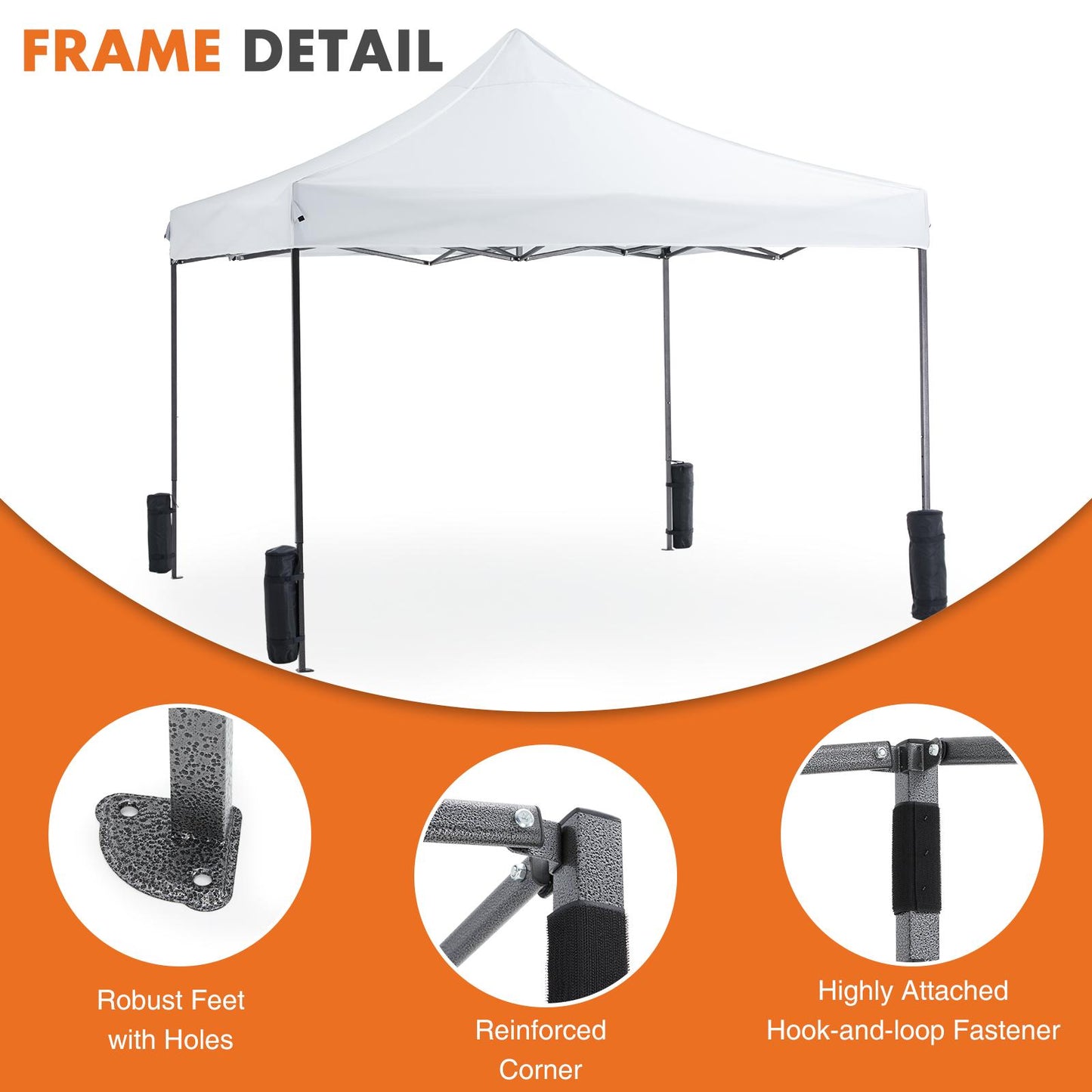 10 x 10ft Pop Up Canopy Tent Easy Setup Outdoor Shade Instant Portable Sun Shelter Canopy Tent for Parties Camping Beach