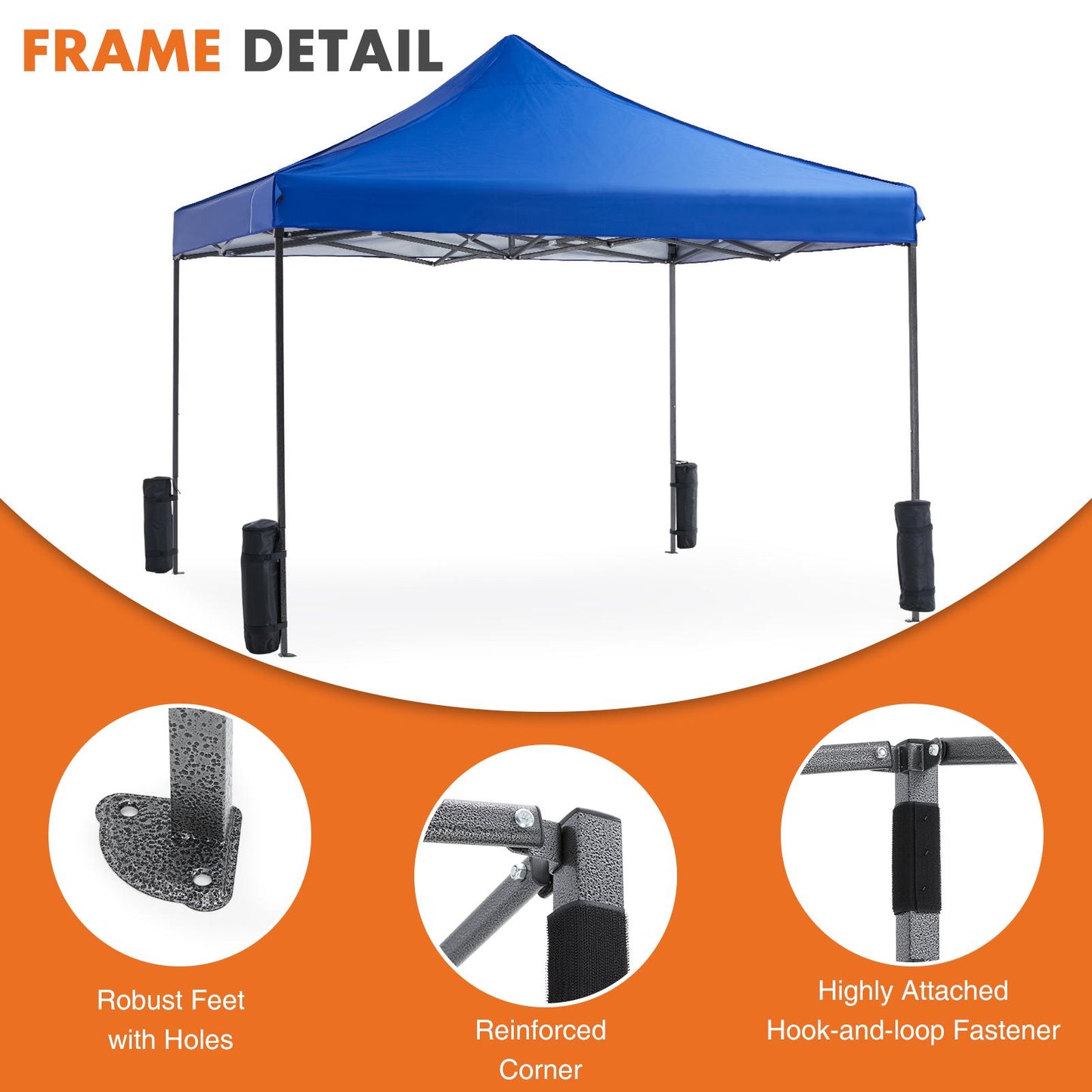 10 x 10ft Pop Up Canopy Tent Easy Setup Outdoor Shade Instant Portable Sun Shelter Canopy Tent for Parties Camping Beach