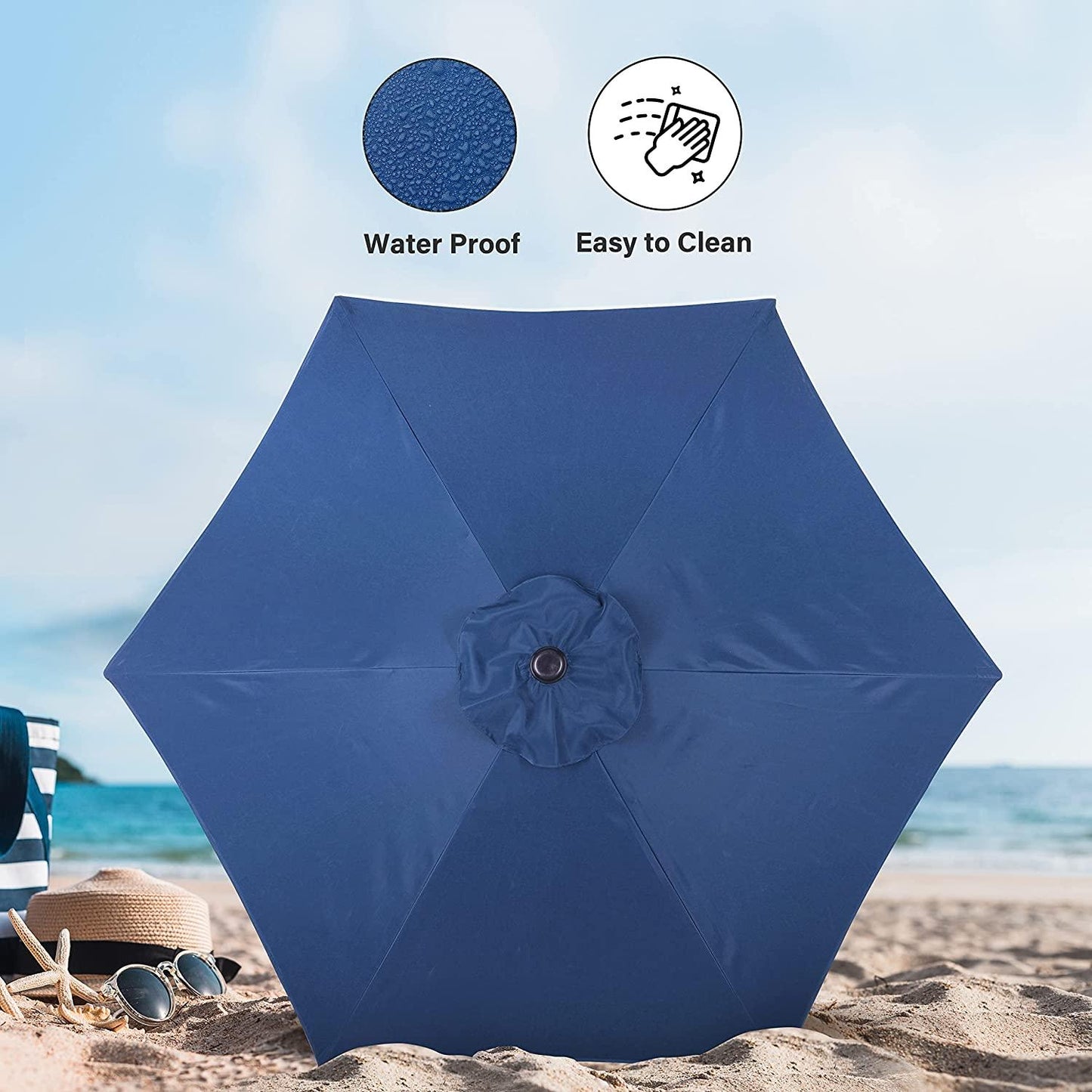 7.5 ft Polyester Crank Market Patio Umbrella with Tilt and Rust Resistant